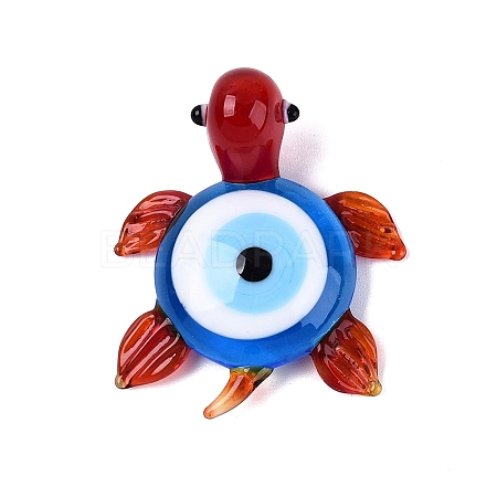 Handmade Lampwork Turtle with Evil Eye Figurine Display Decorations LAMP-N034-25C-1