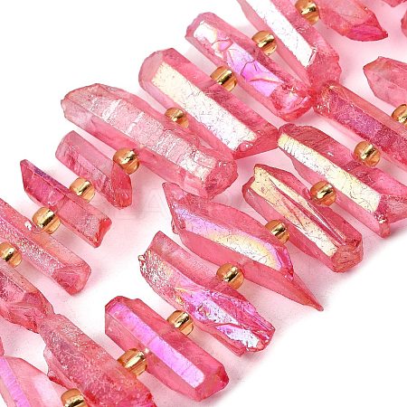 Electroplated Natural Quartz Crystal Beads Strands G-F800-F12-1
