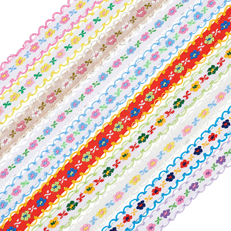 20 Yards 10 Colors Ethnic Style Embroidery Polyester Ribbons SRIB-FG0001-09-1