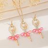 Ballet Girl Alloy Rhinestone Dangle Earring & Pendant Necklaces Sets for Women FS-WG8CE25-03-5