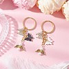 2Pcs Butterfly Alloy Acrylic & Rhinestone & Angle Pendant Keychains KEYC-JKC01251-1