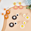 ANATTASOUL 4 Pairs 4 Colors Acrylic Sunflower Dangle Stud Earrings EJEW-AN0002-99-5