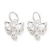 925 Sterling Silver Bowknot with Flower Charms STER-P071-10S-1