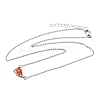 Brass Pave Cubic Zirconia Rectangle and Heart Pendant Cable Chain Necklaces KK-CBAB173-04P-11-4