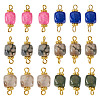 6 Sets 6 Colors  Natural Agate Dyed Connector Charms FIND-TA0002-41-1