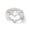 Non-Tarnish 304 Stainless Steel Hand Heart Open Cuff Ring for Women RJEW-K245-45P-1