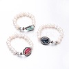 Round Pearl Stretch Bracelets BJEW-K092-M-1