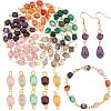 80Pcs 5 Color Natural Agate Connector Charms FIND-HY0001-39-1