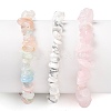 Chips Natural Rose Quartz & Morganite & Howlite Beaded Stretch Bracelets Sets BJEW-JB05332-04-3