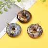 Donut/Pi Disc Natural Gemstone Pendants PALLOY-JF00508-5
