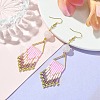 Arrow Tassel Glass Seed with Natural Rose Quartz Dangle Earrings EJEW-MZ00146-2