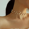 Alloy and Imitation Pearl Branch Choker Necklaces for Wedding Jewelry FS-WG4B46D-02-1