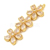 Brass Pave Clear Cubic Zirconia Three Flower Links Connector Charms KK-P277-51G-2