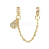 Brass Pave Clear Cubic Zirconia European Safety Chains with Charms KK-L236-15D-G-1