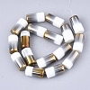 Half Electroplate Opaque Glass Beads Strands X-EGLA-S177-02H-2