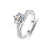 Rhodium Plated 925 Sterling Silver Micro Pave Cubic Zirconia Finger Rings WG64EDC-06-2