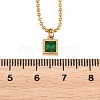 304 Stainless Steel Pave Cubic Zirconia Green Pendant Ball Chain Necklaces for Women NJEW-B083-02G-02-3