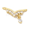 Brass Clear Cubic Zirconia Wing Connector Charms KK-K293-42G-1