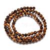 Faceted Grade A Natural Tiger Eye Round Bead Strands G-F260-01-4mm-2