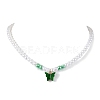 Glass Pearl Beads Necklaces NJEW-JN04726-4