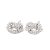 knot Brass Micro Pave Cubic Zirconia Stud Earrings EJEW-C174-01P-06-4