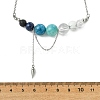 Natural Apatite & Lapis Lazuli & Lava Rock & Quartz Crystal Round Graduated Beaded Pendant 304 Stainless Steel Cable Chain Necklaces for Women NJEW-TA00242-02-4