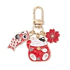 Fortune Cat Fish Flower Alloy Enamel Pendant Decorations HJEW-JM02873-01-2