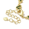 Rack Plating Brass Micro Pave Cubic Zirconia Heart Link Chain Bracelets for Women BJEW-P323-09G-04-3