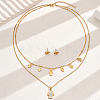 Elegant Vintage Stainless Steel Rhinestone Hamsa Hand Stud Earrings & Double-layer Necklace Sets for Women QF7163-2