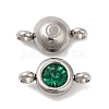 304 Stainless Steel Single Rhinestone Connector Charms STAS-E194-13P-07-2