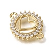 Brass Pave Clear Cubic Zirconia Ring Connector Charms KK-E802-10G-B-2