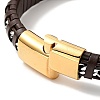 Leather & 304 Stainless Steel Rope Braided Cord Bracelet with Magnetic Clasp for Men Women BJEW-C021-14-5