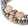 2Pcs 2 Style Synthetic Hematite Stretch Bracelets Sets BJEW-JB08004-04-4