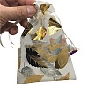 Gold Stamping Leaf Organza Printed Gift Bags with Drawstring PW-WGCD8B4-03-1