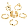 6Pcs 6 Styles Brass Cuff Rings RJEW-LS0001-32G-4
