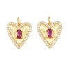 Brass Micro Pave Medium Violet Red Cubic Zirconia Pendants CU-CBAB3AD-09G-02-1
