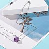 Natural Gemstone Heart Pendant Necklace with 304 Stainless Steel Cable Chains for Women NJEW-JN03852-02-3