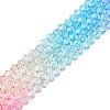 Gradient Color Baking Paint Glass Bead Strands DGLA-A039-T6mm-A08-4