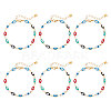 Brass Enamel Evil Eye Link Bracelets BJEW-NB0001-03-1