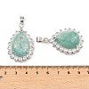 Natural Amazonite & Rhinestone Pendants G-K338-31P-04-3