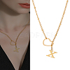 1Pc Letter & Heart Stainless Steel Lariat Necklaces for Women NJEW-LP0002-87G-X-1