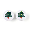 Christmas Printed Opaque Acrylic Round Beads OACR-T029-08F-1