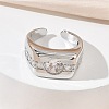 Brass Micro Pave Cubic Zirconia Cuff Open Rings for Women RJEW-L343-06P-2