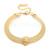 304 Stainless Steel Lion Link Bracelet with Mesh Chains BJEW-E091-01G-1