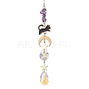 Teardrop Glass & Natural Amethyst Beads Hanging Suncatchers HJEW-JM04611-2