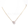 Stainless Steel Pave Cubic Zirconia Heart Pendant Cable Chain Necklaces for Women PW-WG05D07-04-1