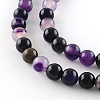 Dyed Natural Striped Agate/Banded Agate Round Bead Strands G-R342-4mm-03-2