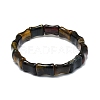 Natural Tiger Eye Rectangle Beaded Stretch Bracelet BJEW-E379-05E-2