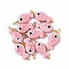10Pcs Hand Painted Polka Dot Fish Porcelain Pendants PALLOY-YW00115-06-1