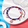 Independence Day Alloy Enamel Star Charm Bracelets BJEW-MZ00087-2